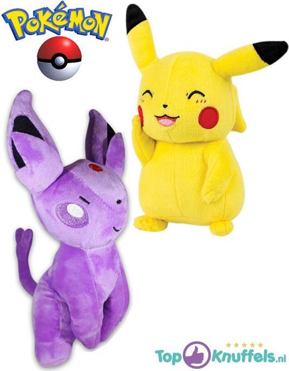 Pokemon speelgoed knuffel set Pikachu 23cm + Eifie Espeon 25cm | Pokémon Friends: Charmander Bulbasaur Eevee Charizard Squirtle Snorlax